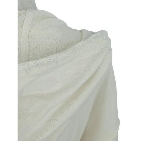 Free People Ivory French Terry Relaxed Hooded Wrap Cardigan Jacket Coastal Boho